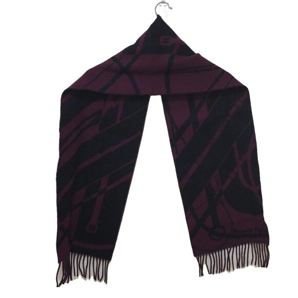 Auth HERMES click-crack H394071T Bordeaux Dark Navy Cashmere - Scarf - Picture 1 of 6